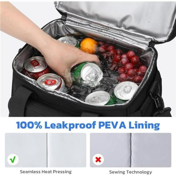 Large insulated lunch bag double deck leakproof cooler tote for work picnic trav - Picture 5 of 7